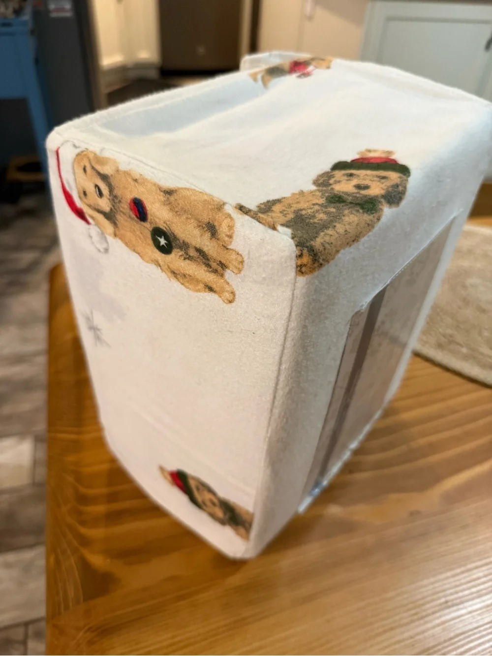 Flannel sheet set, Queen size with Holiday Puppy Print